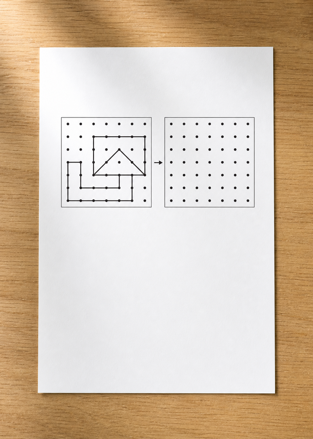 見本の形を点の上に描く点描写プリント教材